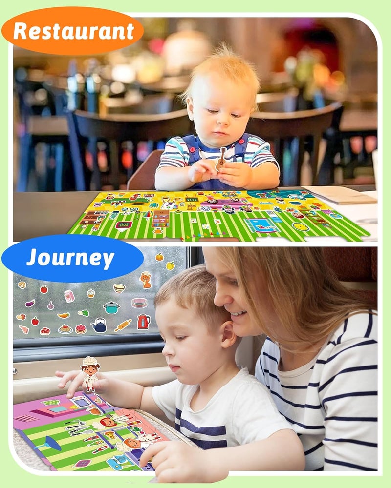 Benresive Reusable Sticker Books for Toddlers, 3 Sets Travel Stickers for Kids, Toddler Sticker Book, Crafts Activities for Toddlers, 3 and Up Birthday Gifts Travel Toys - Image 3
